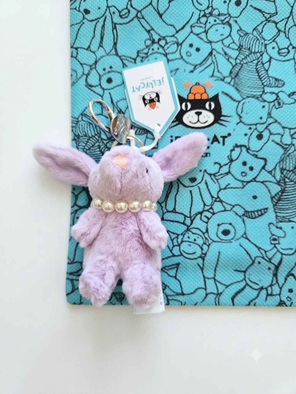 Jellycat Lavender Bunny Baf Charm With Pearl Necklace